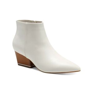 Alfani Women's Ivory Cushioned Armena Pointed Toe Block Heel Zip-Up Booties Sz 5